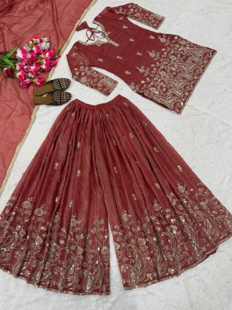 Party Wear Sharara Suit with Heavy Sequence Work