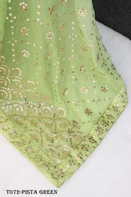 Party Wear Soft Georgette Embroidery Pista Green Saree