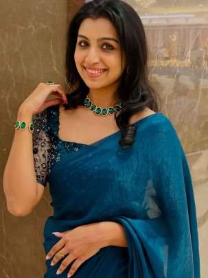 Party Wear Space Silk  Classic Blue Colour Saree