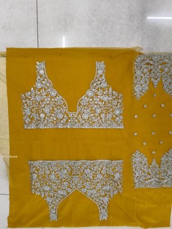 Party Wear Yellow Embroidered Lehenga Choli