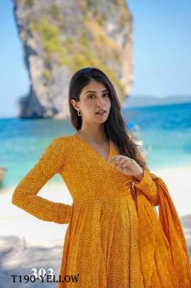 Party Wear Yellow Pure Muslin With Digital Print Kurti Pant Dupatta Set
