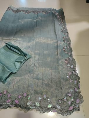 Partywear Taspa Silk Saree With Cutwork Design