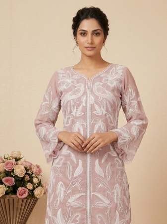 Pastel Pink Colour Sequence Work Top With Palazzo
