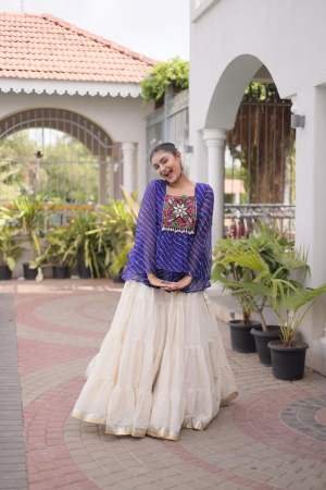 Patchwork Work Blue Navratri Lehenga