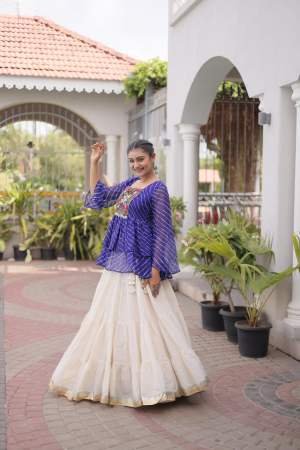 Patchwork Work Blue Navratri Lehenga