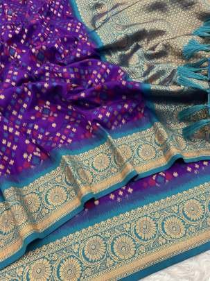 Patola Silk Sarees With Meenakari Ikkat Designs