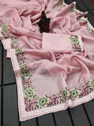 Peach Designer Pure Soft Kota Doriya Saree