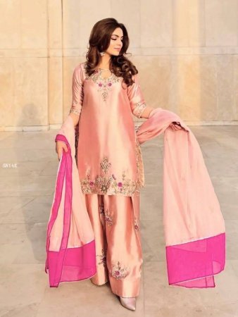 Peach Farsi Salwar Suit With Beautiful Embroidery And Sequence Work