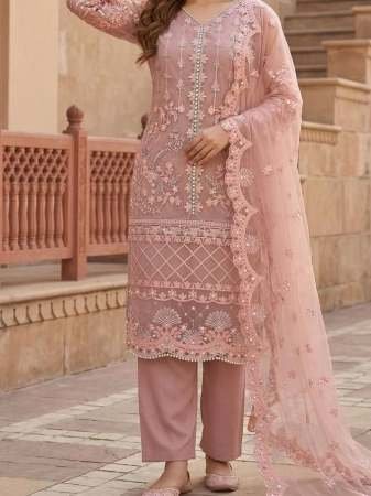 Peral Hand Work Dusty Pink Colour Palazzo Suit