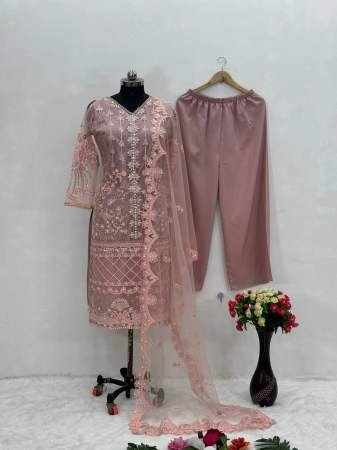 Peral Hand Work Dusty Pink Colour Palazzo Suit
