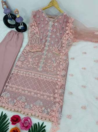 Peral Hand Work Dusty Pink Colour Palazzo Suit
