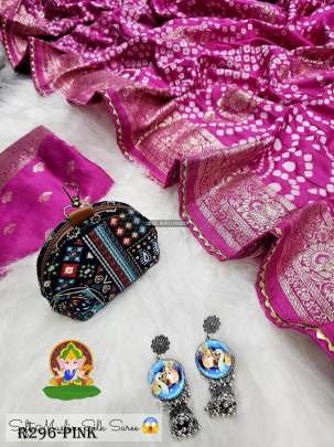 Pink Bandhani Printed Soft Muslin Silk Saree