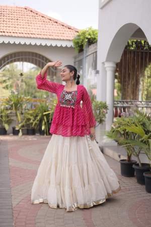 Pink Colour Gamthi Work Navratri Lehenga