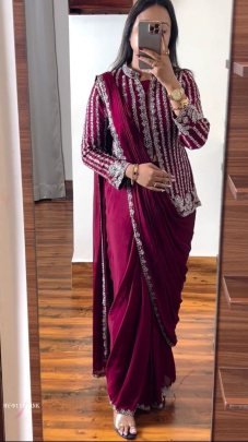 Pink Colour Rangoli Silk Ready To Wear Designer Saree