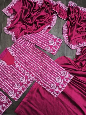 Pink Colour Rangoli Silk Ready To Wear Designer Saree