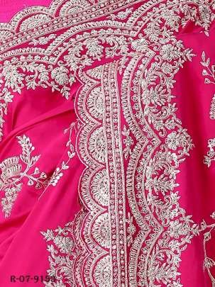 Pink Designer Faux Georgette Embroidered Saree