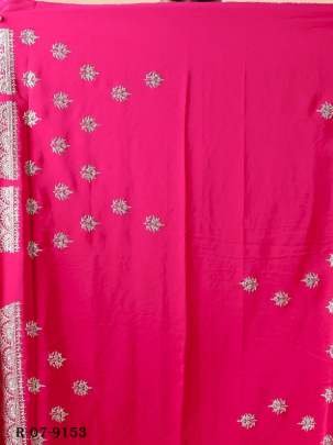 Pink Designer Faux Georgette Embroidered Saree