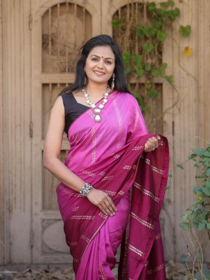 pink designer rich pallu with jacquard work cotton saree