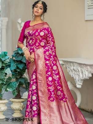 Pink Designer Soft Banarasi Katan Silk Saree