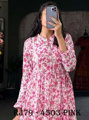 Pink Floral Georgette Frock in Modern Ethnic Style
