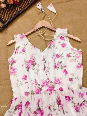 Pink Fox Georgette Floral Sharara Set