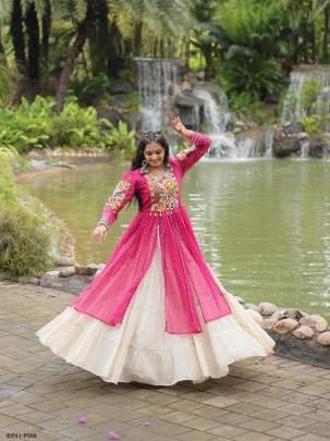 Pink Navratri Collection Kora Cotton Lehenga Choli