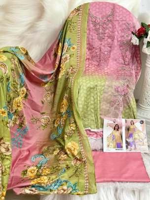 Pink Pure Cotton Unstitched Pakistani Suit