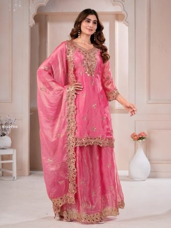 Pink Sequence Embroidered Sharara Suit Set