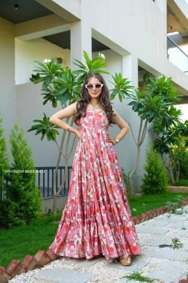 Pink Sleeveless Muslin One Piece Maxi Dress