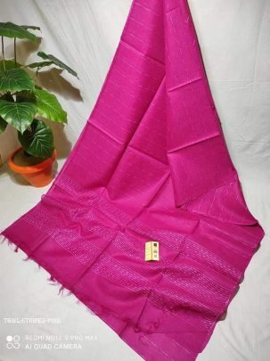 Pink Striped Kota Viscose Silk Saree