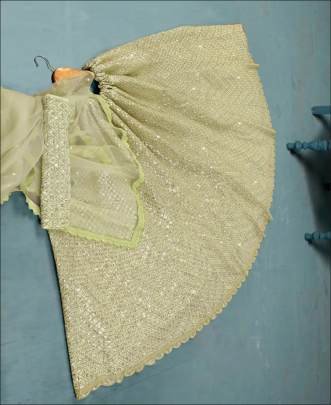 Pista Colored Faux Georgette Lehenga Choli