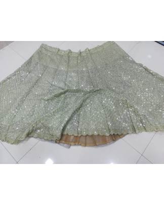 Pista Colored Faux Georgette Lehenga Choli