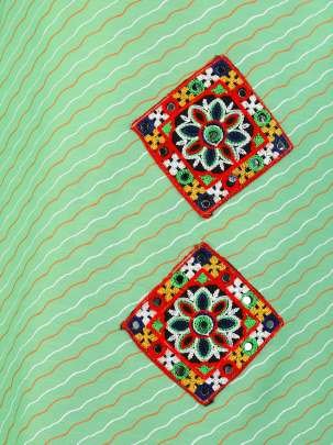 Pista Cotton Kurta And Pyjama With Gamthi Work