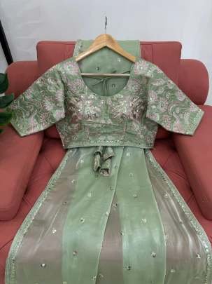 Pista Exclusive Heavy Look Jimmy Chu Saree With Sequence Work