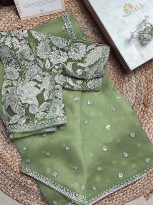 Pista Exclusive Heavy Look Jimmy Chu Saree With Sequence Work
