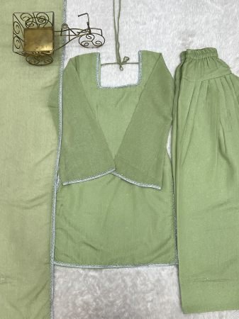 Pista Green Crunchy Silk Farshi Salwar Suit