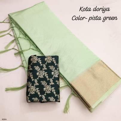 Pista Green Plain Soft Kota Doria Saree