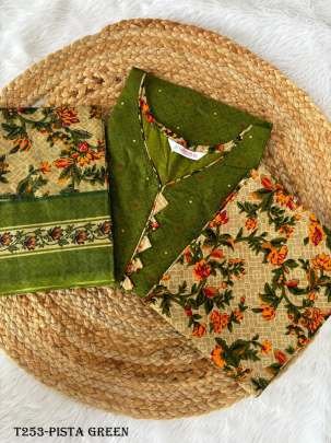 Pista Green Pure Cotton Ready Made Drees