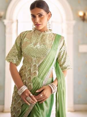 Pista Green Reday To Wear Saree