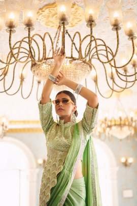 Pista Green Reday To Wear Saree