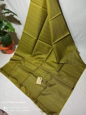 Pista Green Striped Kota Viscose Silk Saree