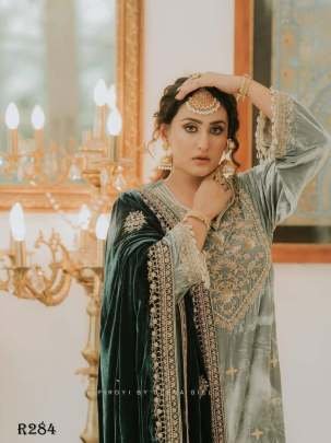 Pista Heavy Embroidery Work Velvet Palazo Suits