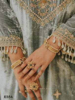 Pista Heavy Embroidery Work Velvet Palazo Suits