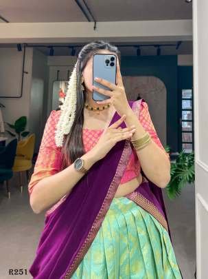 Pista Zari Weaving Work Jacquard Silk Lehenga Choli