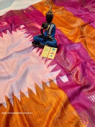 Plain Screen Printed Original Tussar Ghicha Silk Saree 24
