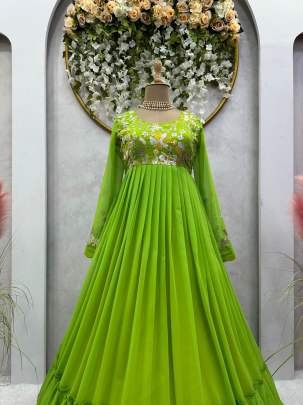 Popti Color Foux Gorgette Anarkali Gowns