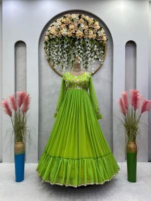 Popti Color Foux Gorgette Anarkali Gowns