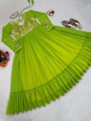 Popti Color Foux Gorgette Anarkali Gowns