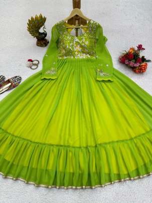 Popti Color Foux Gorgette Anarkali Gowns