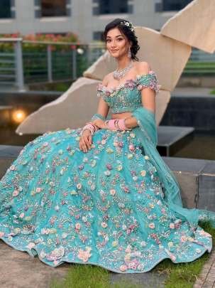 Premium And Exclusive Faux Georgette Lehenga With Designer Flower Work   Embroidery Sequins Work